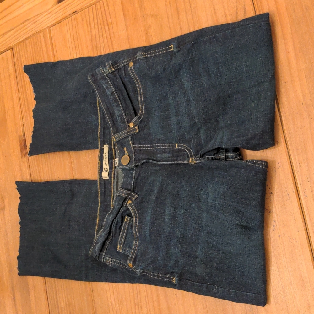 Odyn Egyptian Mid Rise Dark Wash Blue Jeans, Size 8